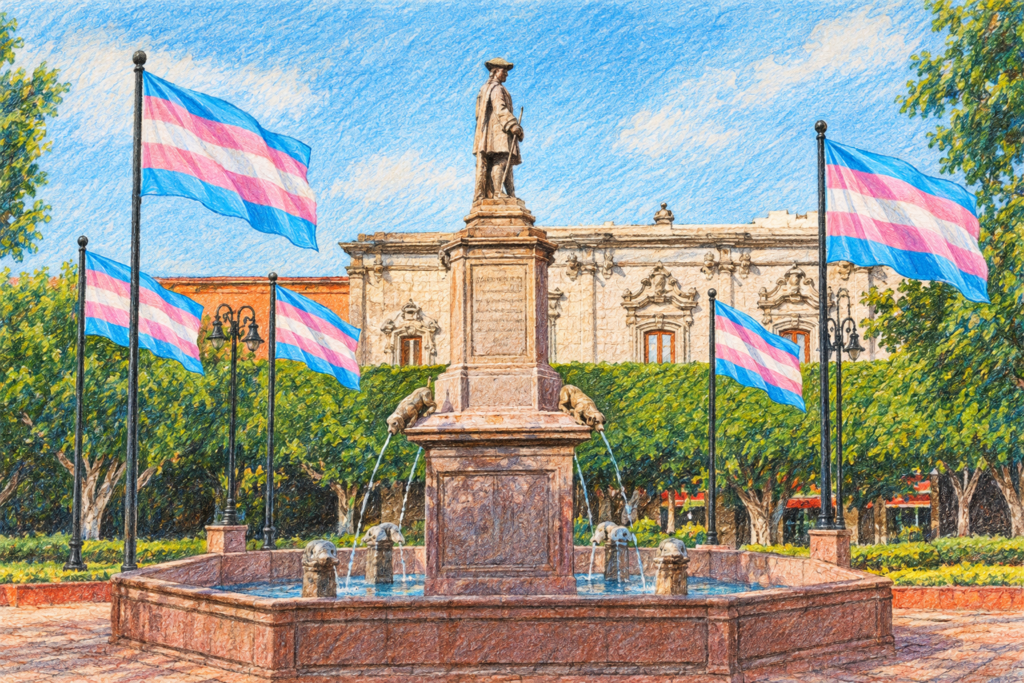 Fuente Histórica con Banderas Trans Asistente