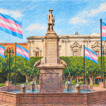 Fuente Histórica con Banderas Trans Asistente